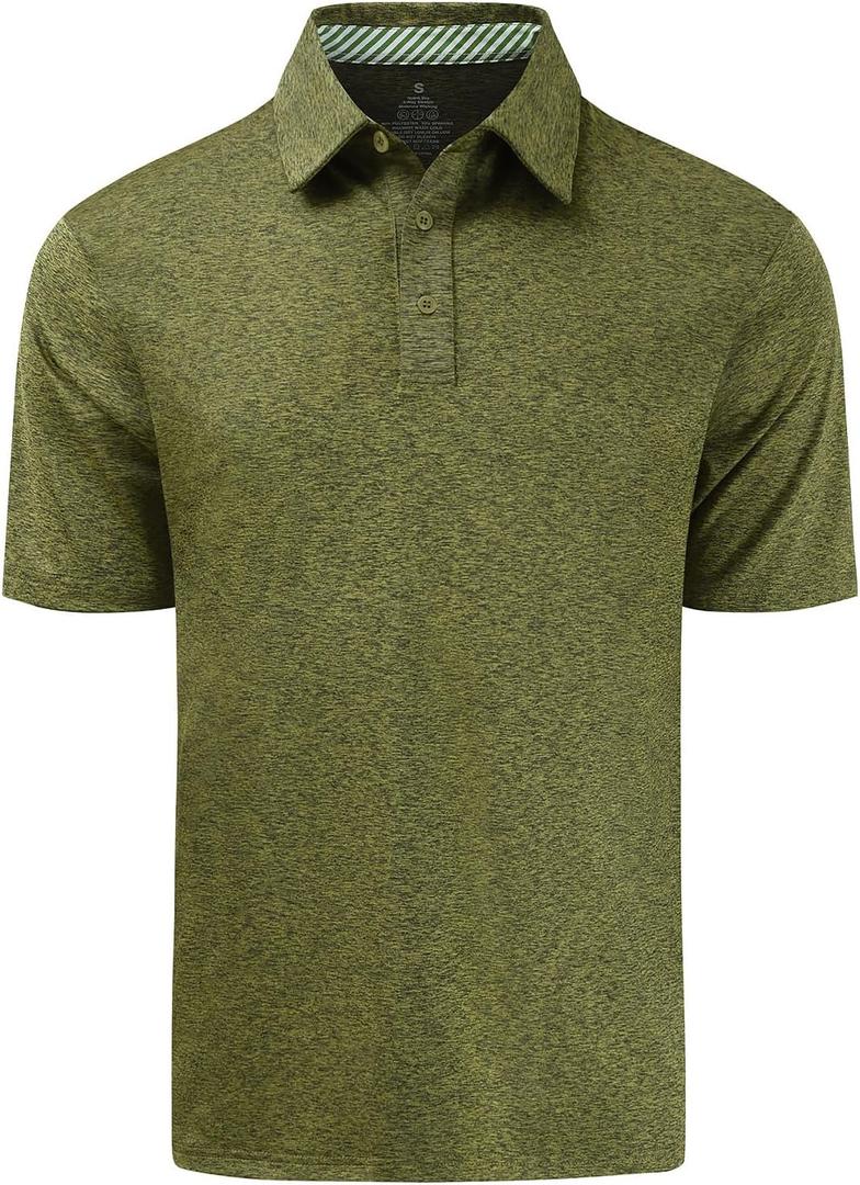 Men's Quick Dry Golf Polo Shirt Moisture Wicking Performance Short Sleeve Athletic Golf Shirts for Men, M