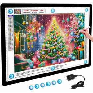 Heanolier Rechargeable A2(25.2" x 18.4") Light pad for Diamond Painting,Magnetic Light Board with Side Buttons,3 Color/6 Level Dimming,Wireless Light Box for Tracing,Light Table for Sketching,Drawing