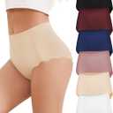 Cevapro Womens Underwear Seamless High Waisted Briefs No Show Full Coverage Wave Edge Ladies Panties 6 Pack, Large
