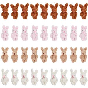 36Pcs Mini Plush Bunny, Easter Bunny Animals Doll with 4 Colors, 2.4inch High Cute Rabbit Plushies for Party Favors, Home and Car Decoration, Birthday Gifts, Keychain Decor