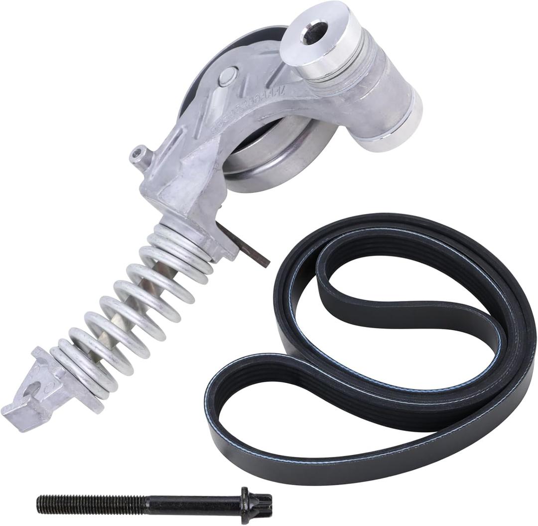 Belt Tensioner Assembly With Pulley With Serpentine Belt Compatible With 2011-2016 Chevy Cruze 2012-2019 Sonic 2013-2020 Trax 2016 Cruze Limited 2013-2020 Buick Encore Replace#55565236 5PK1400