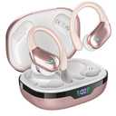 Wireless Earbuds, Sports Bluetooth Headphones, 80Hrs Playtime Ear Buds with LED Power Display, Noise Canceling Headset, IPX7 Waterproof Earphones for Workout/Running（Gold）