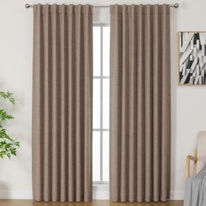 Airwill Natural Linen Blackout Curtains,Thermal Insulated Length Drapes for Living Room, Set of 2 Panels, Back Tab/Rod Pocket (72"W x 108"L (Pack of 2))
