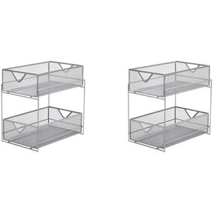 Mind Reader, Supply Storage, Makeup Accessory Organizer, 12 x 8 x 12, Silver (Pack of 2)