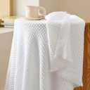Bedsure White Throw Blanket for Couch - Decorative Woven Throw Gifts with Tassels, Soft and Lightweight Farmhouse Blankets for Couch and Sofa, 50x60 Inches (01 - Off White)