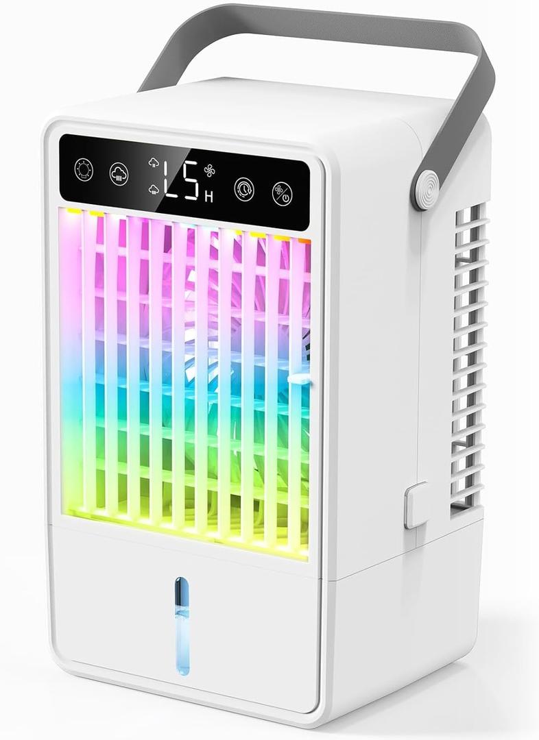 Portable Air Conditioners, Personal Mini Air Cooler Cooling Fan with 5 Speeds, 1.5L Bucket Evaporative Air Conditioner, 2 Cool Mist Air Conditioners Humidifier Fan Room Bedroom Office (White)