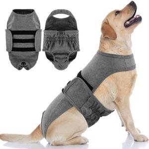 PUMYPOREITY Dog Diaper with Suspender, Escape-Proof Anti-Harassment Garment for Heat Cycle, Incontinence, Puppy Training, Senior Dog, Large, Grey