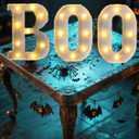 LED Light up Letters Halloween Spooky Marquee Letters Lights Battery Powered Decorative Standing Alphabet Letter for Home Bedroom Living Room Halloween Ghost Horror Party Black Decor (Boo Style9)