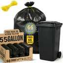 55 Gallon Trash Bag, 66 Count Garbage Trash Bags, 2.0 Mil Heavy Duty 40 x 47" Large Black Plastic Trash Can Liners Huge for Construction Industrial Yard Outdoor Commercial