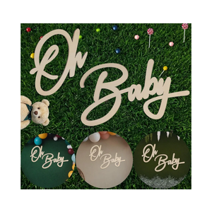 Oh Baby Wood Sign - Gender Reveal Background Decoration, Baby Shower Wall or Door Hanging Wooden Backdrop Decor Photo Props