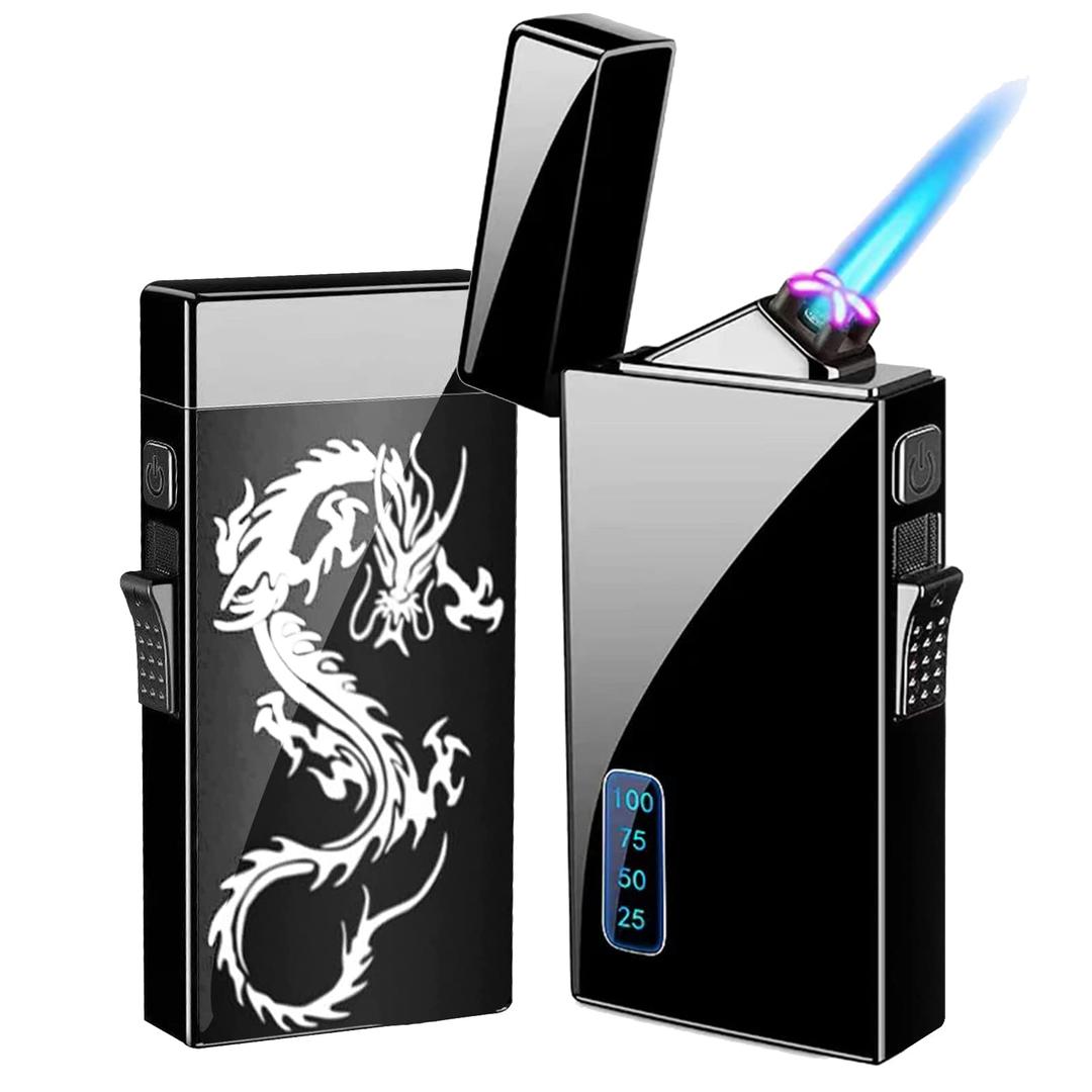 Arc 2 in 1 Jet Flame Torch Lighter - Refillable Butane Electric, USB Rechargeable, Windproof Infinity Lighter for BBQs, Candle, Camping (Frosted Black)