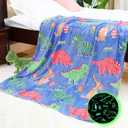 Dinosaur Glow in the Dark Blanket for Boys, Toddler Blanket for Boys Room Decor, Dinosaur Toys for Kids 3-7, Dino Birthday Kindergarten Graduation Gifts, 40x50 Inches