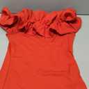 OYOANGLE Women's Ruffle Trim Off Shoulder Short Sleeve Blouse Party Tops Shirt (Red, M)