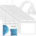 Eaasty 200 Pack Name Badge Holders Neck Tag Holder Lanyard with String 3 x 4 Inches Clear Name Tag Lanyard Style Badges with Labels Waterproof for Meeting Seminar Show Event and Conference