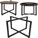 Round Metal Coffee Table Legs,18 Inch Black Iron Dining Table Base Only,Large Circle End Table Legs, B Style