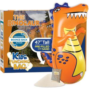 INFLATABLE DUDES Dinosaur Toy 47 Inches - Kids Punching Bag | Already Filled with Sand| T-Rex | Bop Bag | Inflatable Bopper | Punching Bag for Kids | Dinosaur Party Decorations | Boxing - (Rex)