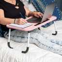 Mind Reader Lap Desk Laptop Stand, Bed Tray, Folding Legs, Couch Table, Portable, MDF, 23.25" L x 13.75" W x 10.5" H, Pink