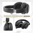 KVIDIO Bluetooth Headphones Over Ear, 65 Hours Playtime Wireless Headphones with Microphone, Foldable Lightweight Headset with Deep Bass, HiFi Stereo Sound Low Latency for Travel Work Cellphone (Black)