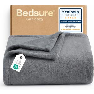 Bedsure GentleSoft Fleece Throw Blanket for Couch Grey - Lightweight Plush Fuzzy Cozy Soft Blankets and Throws for Sofa, Couch, Travel, Camping, 50x60 inches