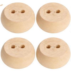 4PCS Black Wooden Round Furniture Bun Feet 2" Tall Replacement Solid Wood Furniture Legs Dresser Legs Sofa Cabinet Couch Replacement Legs (unpainted)