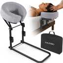 Massage Headrest for Bed, Adjustable Face Cradle for Home Massage Spa, Grey | SPA-Like Comfort, Height Adjustable for Personalized Support, 180 Rotatable & Foldable, Pressure-Relieving Memory Foam