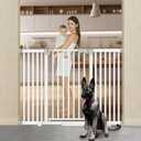 41'' Extra Tall Pet Gate for Large Dogs 54.7-63.0'' Wide Indoor No Jumping Over, Heavy Duty Puppy Baby Gate for Doorways, Pressure Mounted Metal Gate for Child Toddler (White)