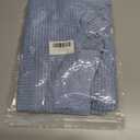 Women's Waffle Knit Tops Going Out Short Sleeve T Shirts Trendy Summer Tunic Casual Hollow Out Crochet Blouses (Blue, M)