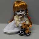 Halloween Animated Haunted Baby Girl Doll With Bear