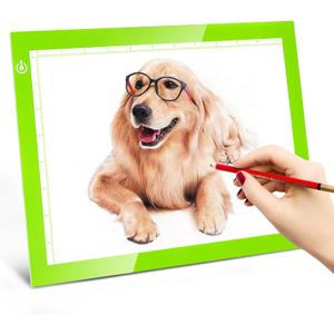 Portable A4 LED Copy Board Light Tracing Box, Green Ultra-Thin Adjustable USB Power Artcraft LED Trace Light Pad for Tattoo Drawing, Streaming, Sketching, Animation, Stenciling