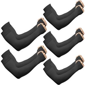 Arm Sleeves for Men Women Upf 50 Compression Arm Sleeve for UV Blocking Protection (Style 01-5 Pcs : 5-black)