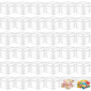36 Pcs Clear Acrylic Boxes, 2 Inch Small Square Acrylic Display Boxes with Lids - Mini Clear Plastic Containers for Candy, Jewelry, Tiny Beads (5cm)