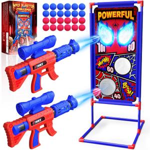 Shooting Toy Set with Hero-Style Target & 2 Cool Air Pump Launcher,Indoor Outdoor Kids Toy,Action Shooting Games,Boys Toys Age 3-12, Holiday Presents for Boy (Red)