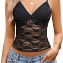 Avidlove Lace Tops for Women V Neck Camisole Top Sleeveless Y2k Tank Going Out Outfits 2025 Trendy (Large, Black)