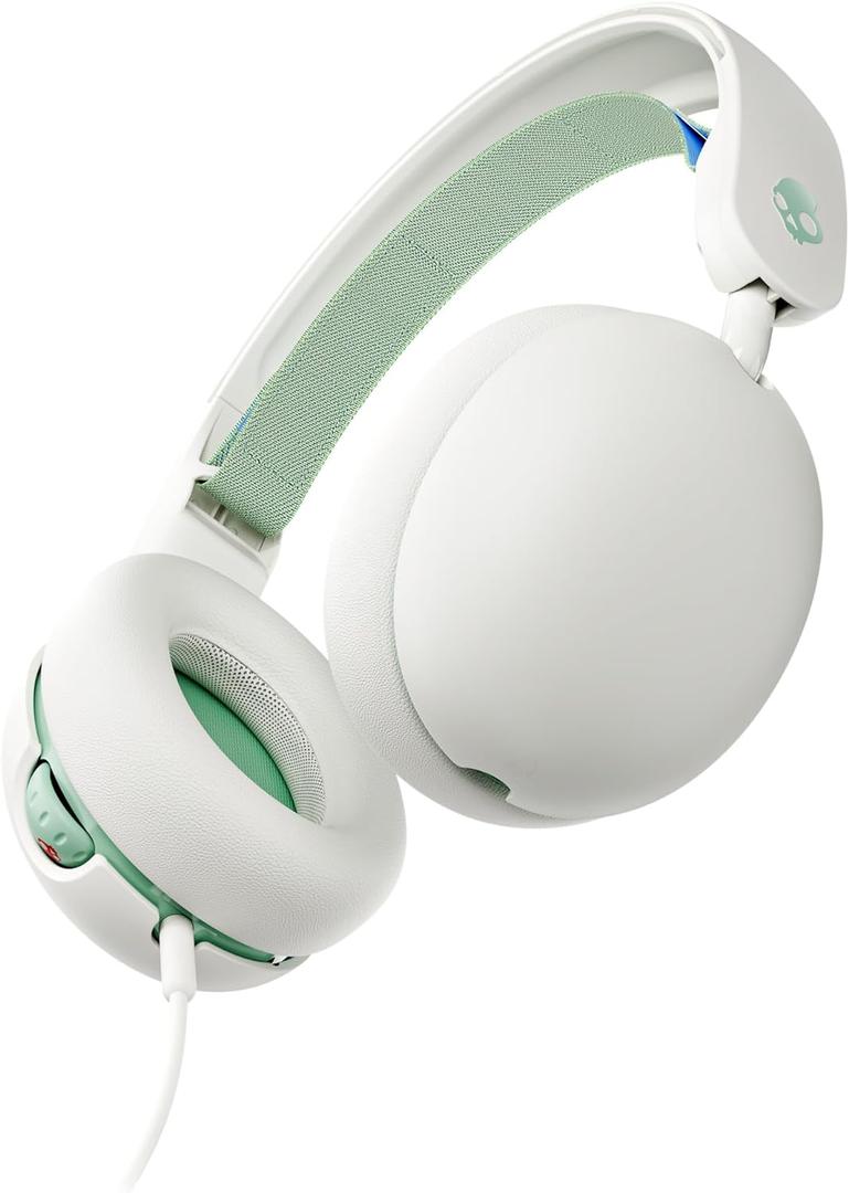 Skullcandy Grom Over-Ear Wired Headphones for Kids, Volume-Limiting, Share Audio Port, Microphone, Work with Bluetooth Devices and Computers - Bone Seafoam