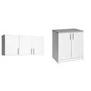 Prepac Elite Wall Cabinet, Versatile Adjustable Garage Wall Cabinet, Tall 3-Door, 54"W x 24"H x 12"D, WEW-5424, White and Prepac Elite Functional Shop Cabinet with Adjustable Shelf and 2 Doors, Simplistic Freestanding 2-Door Garage Cabinet 24" D x 32