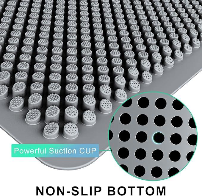 Fowooyeen Outdoor Door Mat, 30'' x 17'' Silicone Scraper, Non-Slip Washable Weatherproof Entrance Mat, Low-Profile Shoe Cleaner for Indoor or Outdoor Use, Gray