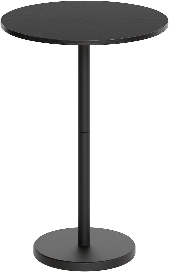 YATINEY Bar Table, Round Bar Table, Counter Height Table, Pub Cocktail Table, Metal Frame, for Bistro, Dining Room, Living Room, Terrace, Black BT05BB