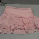 MakeMeChic Women's Cute Mini Skirt Tiered Layer Ruffle Sheer Flared Rave Party Going Out Skirts XS