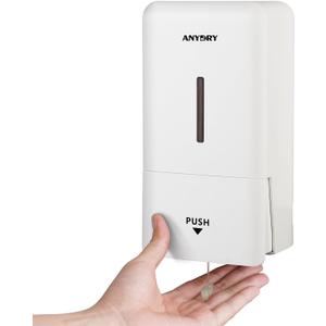 anydry 27oz (800 ml) Manual Wall Mounted Soap Dispenser, Ideal for Commercial Bathrooms Restaurants Hotels, Use with Liquid Hand Soap Shampoo, ABS White