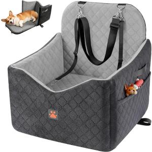 Dog Car Seats for Small/Medium Dogs, Puppy Car Seat with Thick Cushion, Detachable Washable Dog Carseat with Storage Pockets for Dogs Up to 35lbs (Grey)