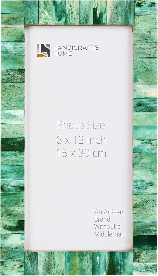 Handicrafts Home 6x12 Poster Frame - Green Bone Inlay Classic Collection Wall Mount Decorative Picture Frame for Posters, Photos, Diplomas, Certificates, Art Work - Handmade Vintage Home Decor Gift