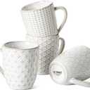 LE TAUCI Espresso Cups 6 oz, Ceramic Demitasse Cup, Small Coffee Mugs for Double Shot, Latte, Cappuccino, Lungo, Kids Mugs With Handle, Suit For Housewarming - 2.7 inch, Set of 4, Arctic White, Full:6 oz