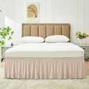 Biscaynebay Wrap Around Bed Skirts for King & Cal King Beds 14" Drop, Sand Adjustable Elastic Dust Ruffles Easy Fit Wrinkle Resistant Silky Luxurious Fabric Machine Washable