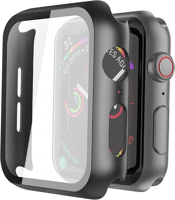 Misxi 2 Pack Hard PC Case with Tempered Glass Screen Protector Compatible with Apple Watch SE 3 (2025) SE 2 SE Series 6 Series 5 Series 4 40mm, Black