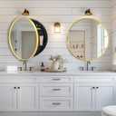 26 Inch Round Medicine Cabinet with Mirror, Gold Bathroom Medicine Cabinet for Wall Metal Framed, Surface Mount Only Circular Storage Cabinet with Vanity Mirror