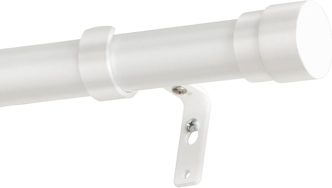 Heavy Duty Curtain Rods for Windows 16-75 Inches 1 Inch Diameter Adjustable Curtain Rod Modern Decorative Drapery Rods Easy Installation Telescoping Window Single Curtain Rod (White,16-75")