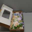 Ling's moment Fake Flowers Box, Faux Artificial Greenery Stems Foam Roses Gardenia Silk Ranunculus Fabic Flower for Centerpieces Bouquet Wedding Vase Decorations, Powder Blue & Peach, Deluxe Combo