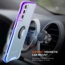 Ring Holder Series Case Designed for Samsung Galaxy S22 Plus 5G, Clear Cute Slim Colorful Silicone Bumper Protective Cover Support Magnetic Car Phone Mount. (Blue Purple)