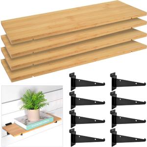 4 Pcs Slatwall Shelves Slat Board Accessories 15" x 5.98" Metal Wall Brackets for Shelves Wood Floating Shelves Heavy Duty Shelves Slatwall Accessories for Wall Home Garage Shoe Stores Boutiques