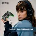 BETMI Wireless Controller for PS-5,Pro/Slim/PC, with Hall Effect Joystick & Trigger/Macro/Turbo/RGB Light/3.5mm TRRS Audio Jack/Speaker/Mute Button/6-Axis Gyro/Dual Vibration/Touchpad (Black/Clear)